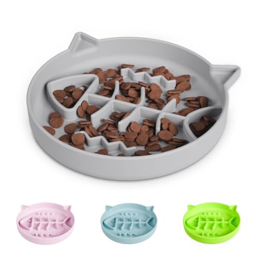 Silicone Suction Bowl - Silicone Cat Slow Feeder Bowl with