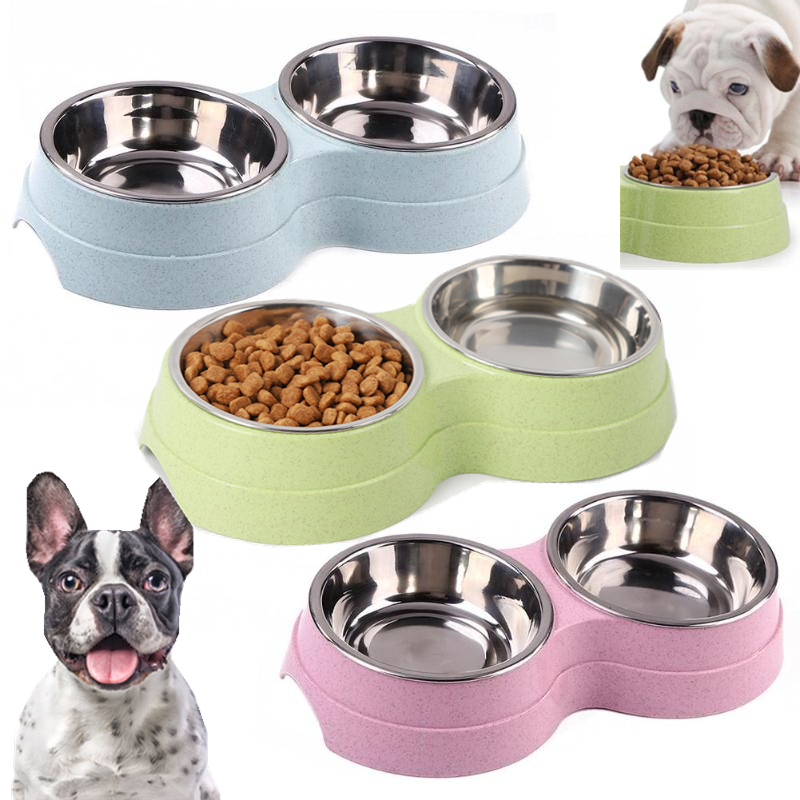 Baby Food Cat - Double Bowls Stainless Steel Pet Feeder