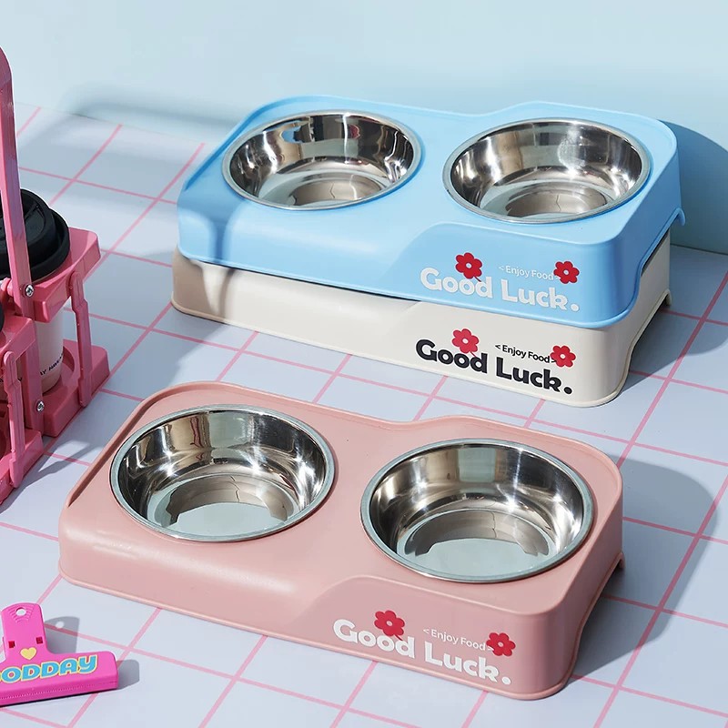Stainless steel double-bowl el - Baby Food Cat avaliação e preço