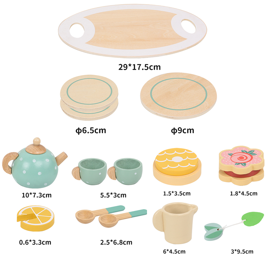 Wooden Afternoon Tea Set Toy P - Baby Food Under 1 Year avaliação e preço