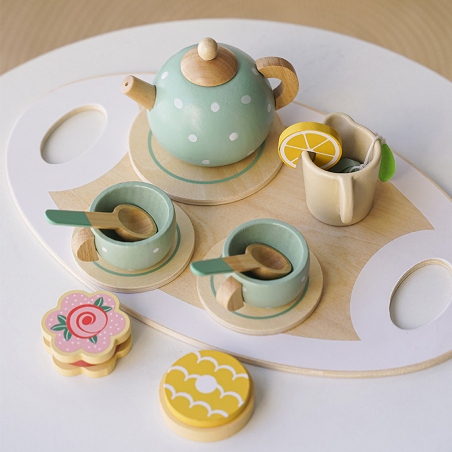 Wooden Afternoon Tea Set Toy P - Baby Food Under 1 Year avaliação e preço
