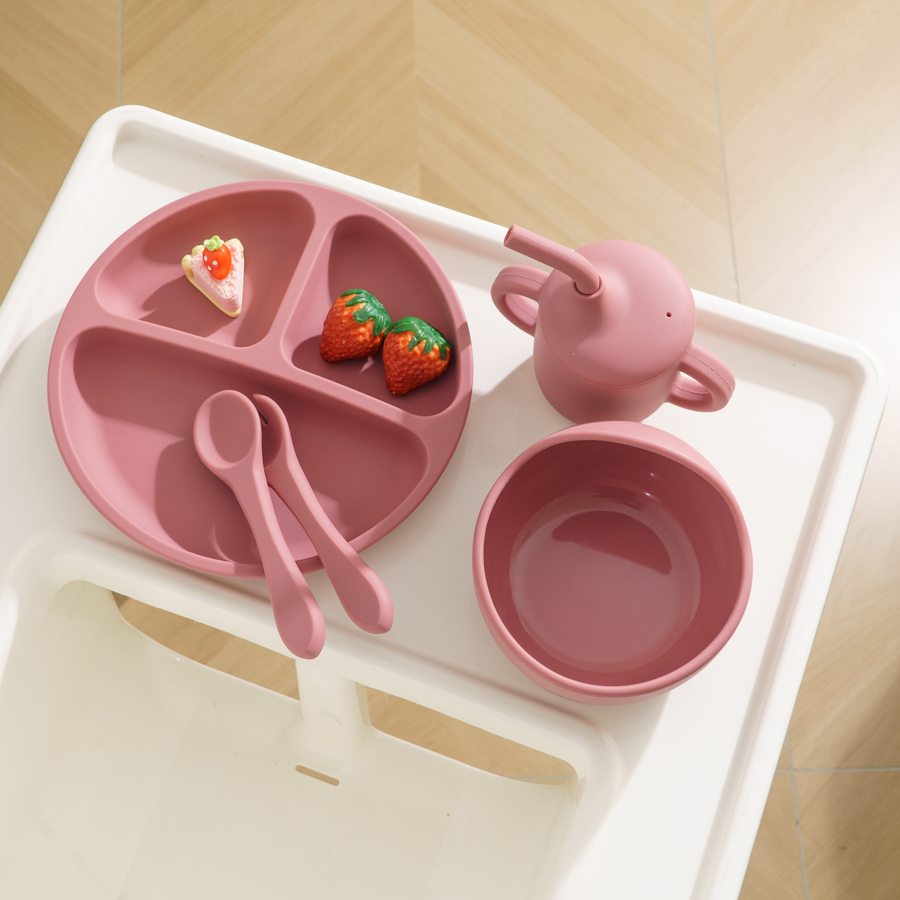 5PCS Baby Silicone Tableware S - Silicone Suction Bowl avaliação e preço