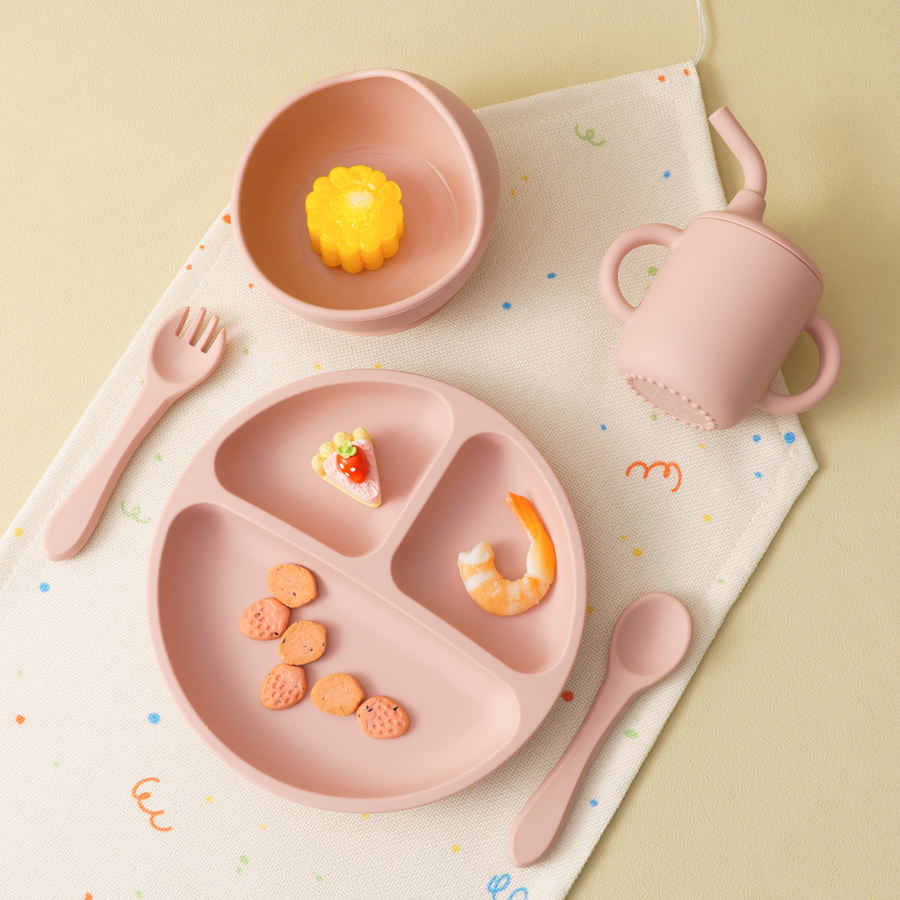 5PCS Baby Silicone Tableware S - Silicone Suction Bowl avaliação e preço