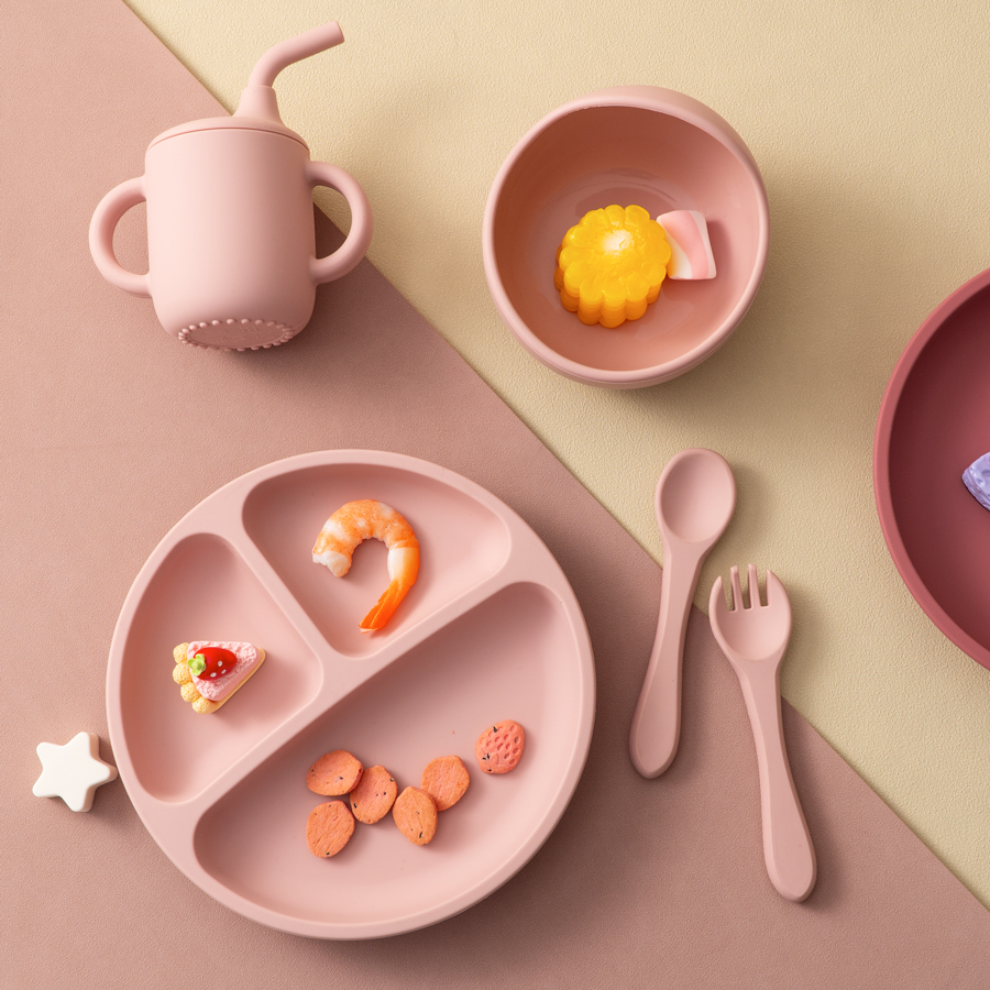 5PCS Baby Silicone Tableware S - Silicone Suction Bowl avaliação e preço