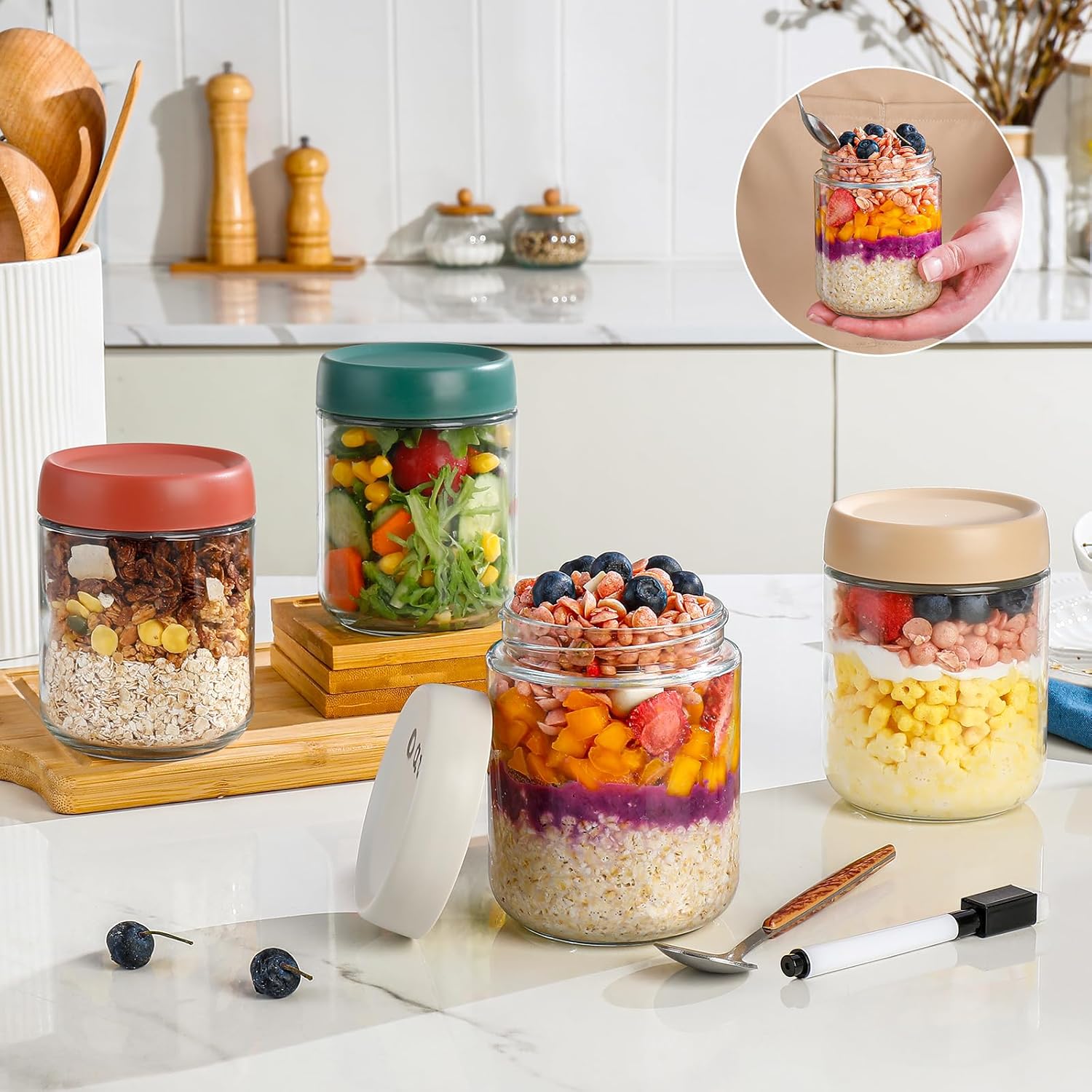 Glass Overnight Oats Container - Baby Food Jars avaliação e preço