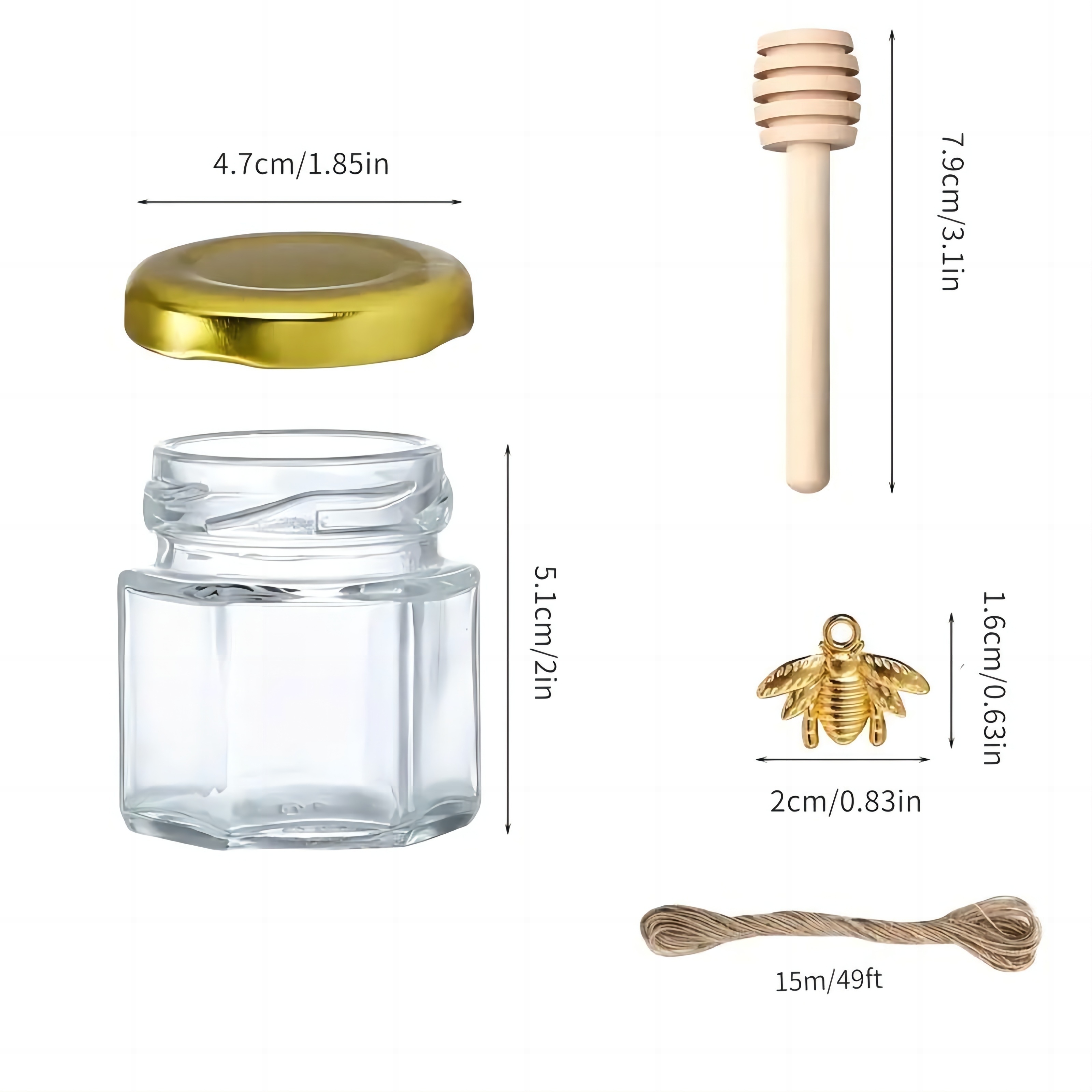 1.5 Oz Hexagon Mini Glass Hone - Baby Food Jars avaliação e preço