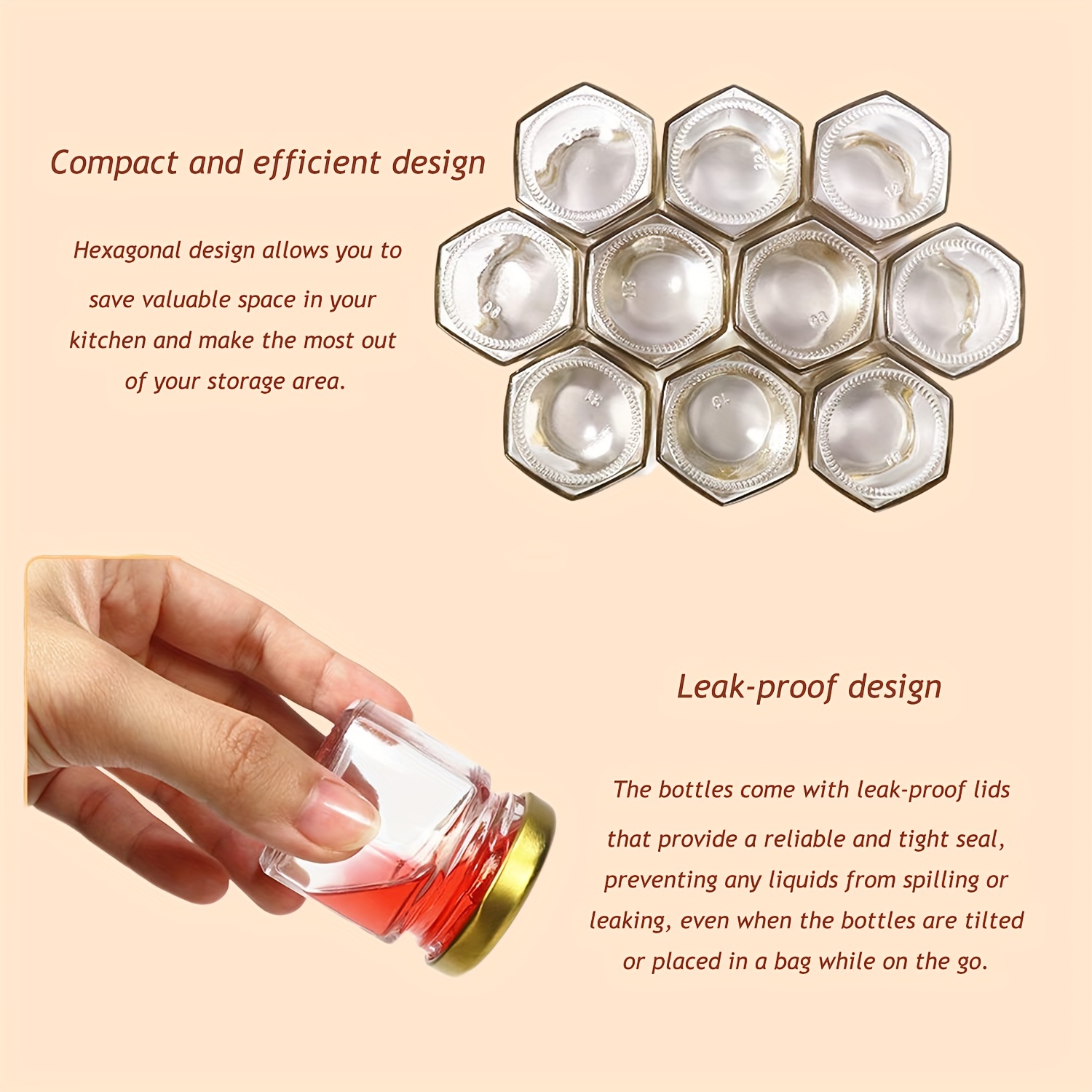 1.5 Oz Hexagon Mini Glass Hone - Baby Food Jars avaliação e preço