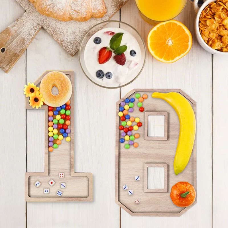 Large Wooden Number Charcuteri - Baby Food Tray avaliação e preço