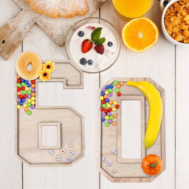Large Wooden Number Charcuteri - Baby Food Tray avaliação e preço