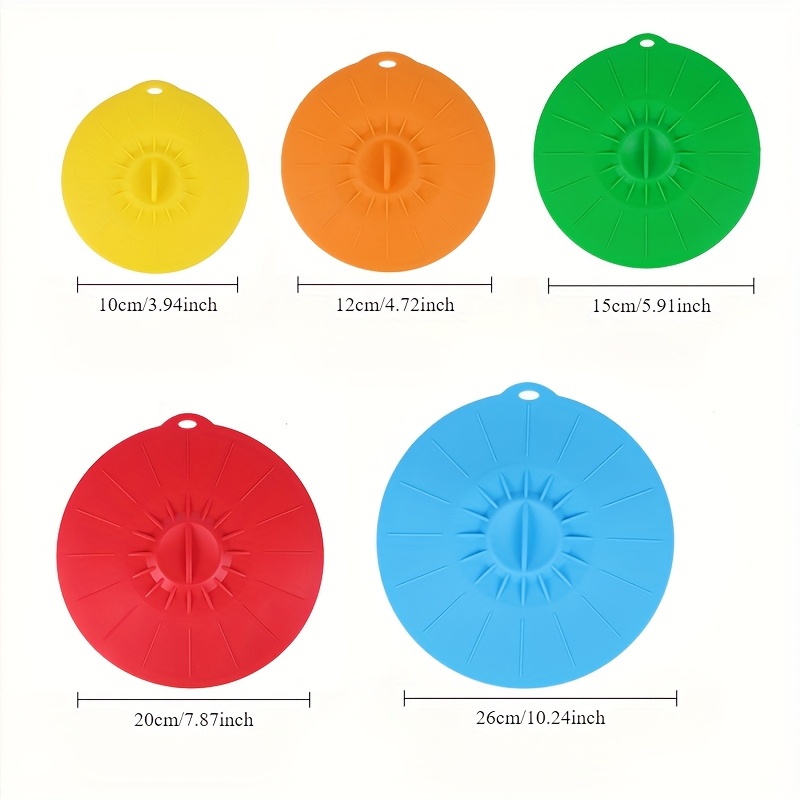 5-Piece Silicone Lids, Heat-Re - Silicone Suction Bowl avaliação e preço