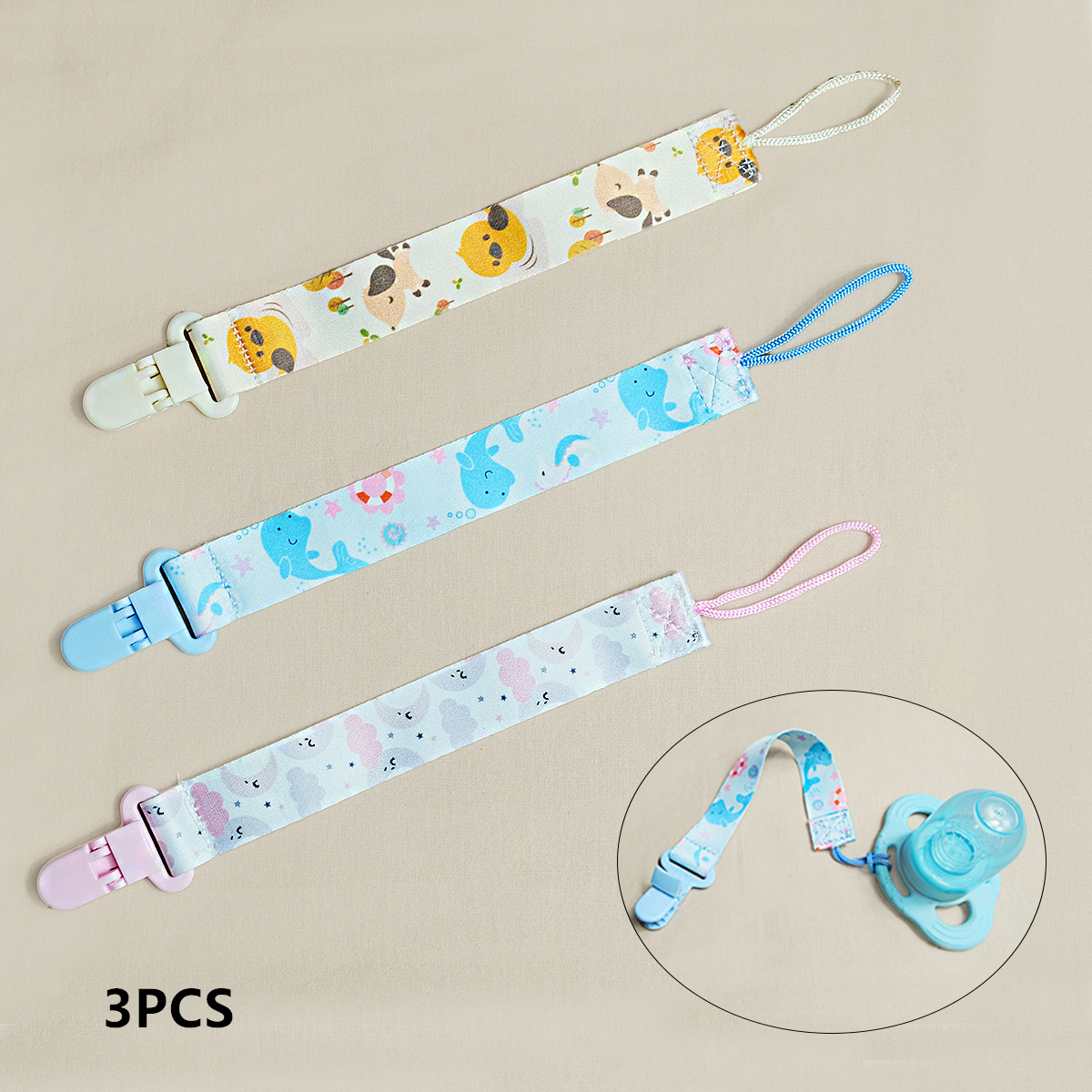 3PCS cartoon printed baby paci - Baby Food Bottle avaliação e preço