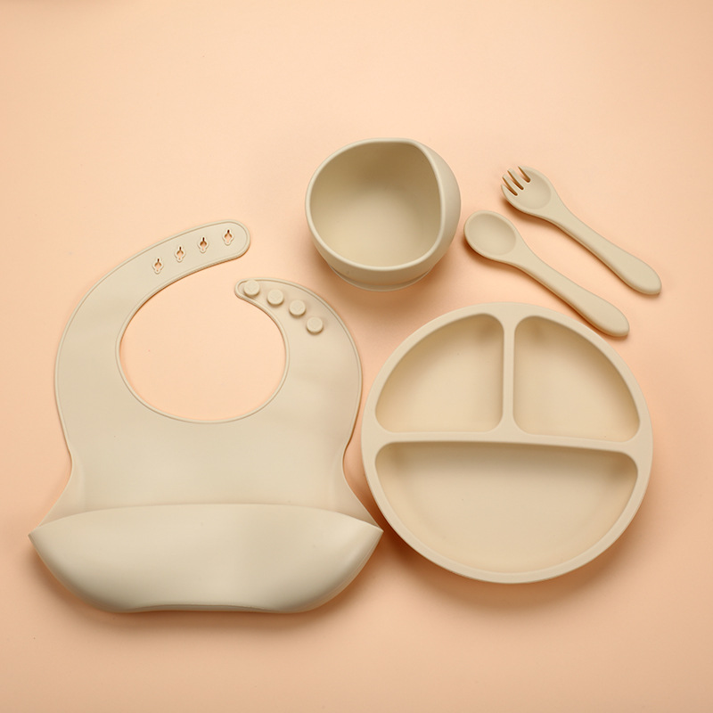 5Pcs Silicone Baby Feeding Set - Silicone Suction Bowl avaliação e preço